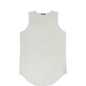 Longline Sleeveless T-Shirt In Grey