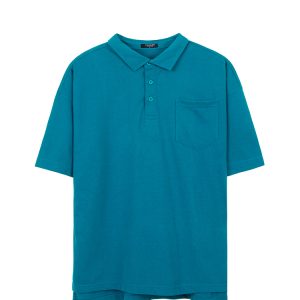 Oversized Polo Shirt in Blue
