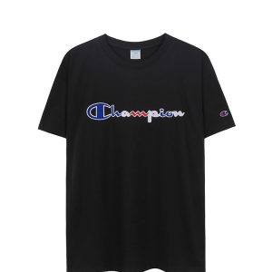 Champion Embroidered Big Logo T-Shirt In Black 1