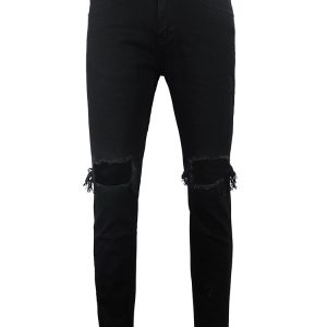 Ripped Distressed Skinny Jeans In Black 1