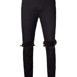 Skinny Jeans With Knee Rips In Black