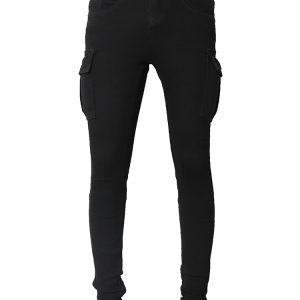 Cargo Stack Skinny Jeans With Zipper In Black