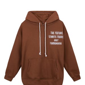 The Earth Embroidered Hoodie In Brown
