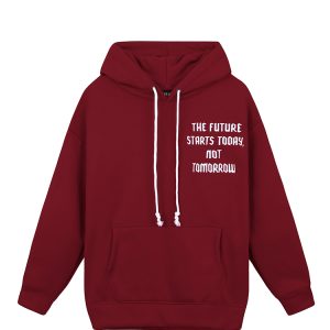 The Earth Embroidered Hoodie In Red 1
