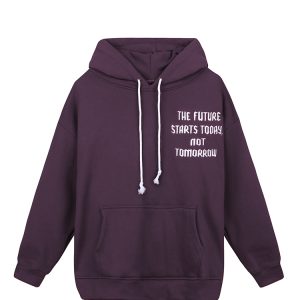 The Earth Embroidered Hoodie In Purple