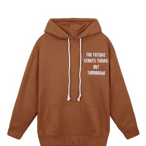 The Earth Embroidered Hoodie In Orange