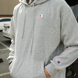 Champion Embroidered Logo Hoodie In Grey