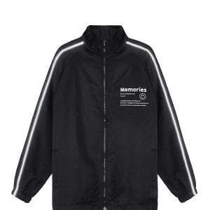 Memories Side Reflective Stripe Track Jacket In Black 1