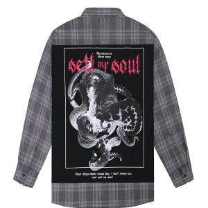 Sell My Soul Oversized Flannel Shirt In Grey