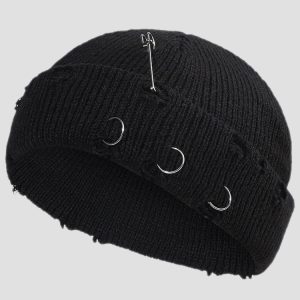 Distressed Beanie In Black