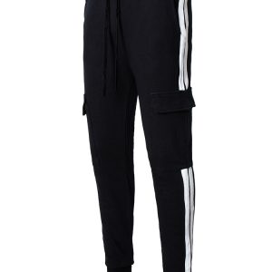 Double Side Stripe Jogger With Pocket In Black