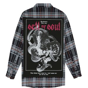 Sell My Soul Oversized Flannel Shirt In Black