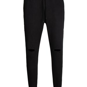 Ripped Knee Jogger Pants In Black