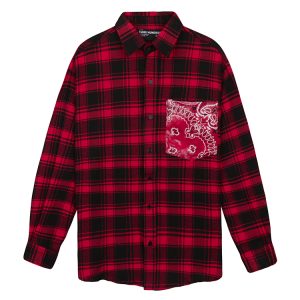 Bandana Flannel Shirt In Black Red