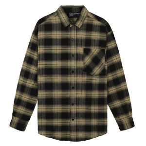 Three Hundred Embroidered Bandana Flannel Shirt In Black Yellow