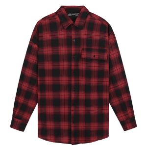 Flannel Shirt In Black Red 1