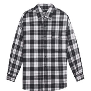 Flannel Shirt In White Pink