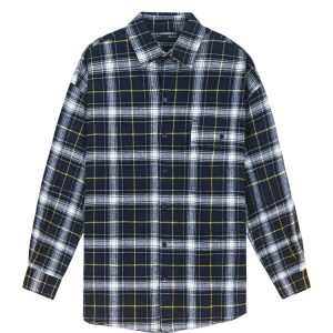 Flannel Shirt In White Blue 1