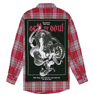 Sell My Soul Oversized Flannel Shirt In Red