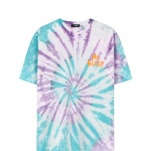 No Sleep Tie Dye Blue Purple Tee
