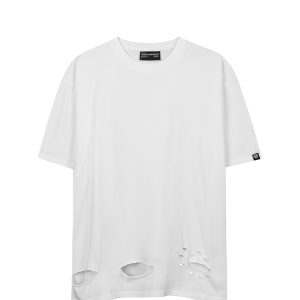 Distressed Tee In White