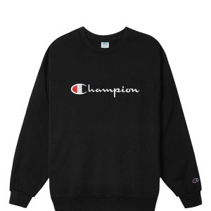 Champion Embroidered Big Logo Sweater In Black 1