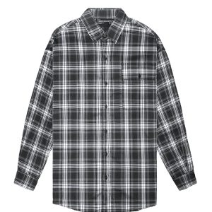 Flannel Shirt In White Grey