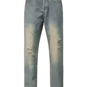 Ripped Baggy Jeans In Vintage Washed Blue