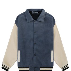 Varsity Jacket In Blue Cream