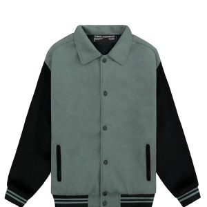 Varsity Jacket In Green Cream