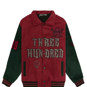 Seamonster Kraken Varsity Jacket In Brown Green
