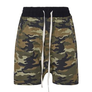Drop Crotch Zipped Short In Green Camo