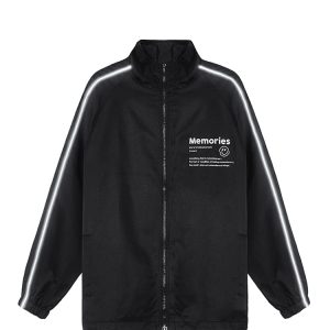 Memories Side Reflective Stripe Track Jacket In Black