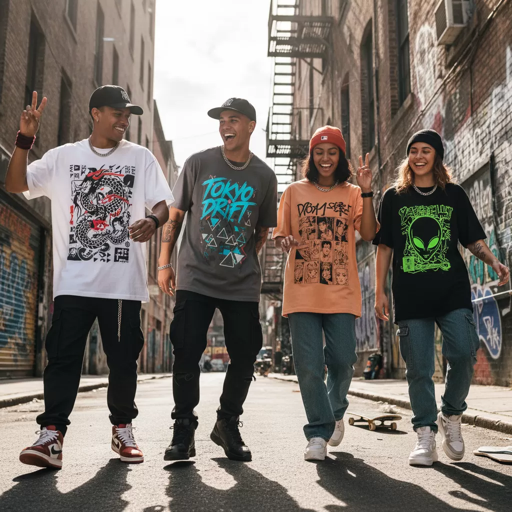 gemini_image_1770601786 Áo thun graphic unisex là biểu tượng thời trang không thể thiếu của giới trẻ hiện đại