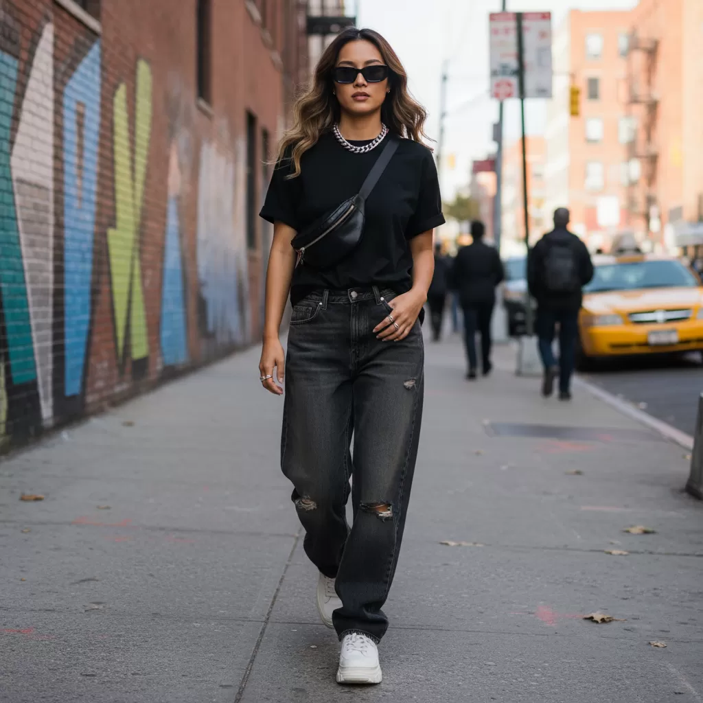 gemini_image_1770602964 Áo thun đen là món đồ cơ bản nhưng đầy sức hút trong thời trang hiện đại