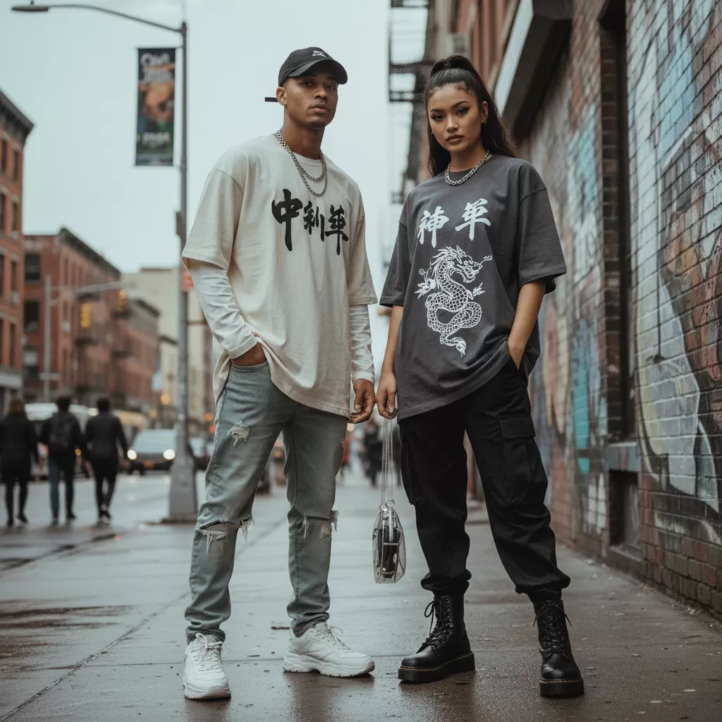 gemini_image_1770603857 Áo thun oversize là món đồ thời trang phổ biến cho cả nam và nữ