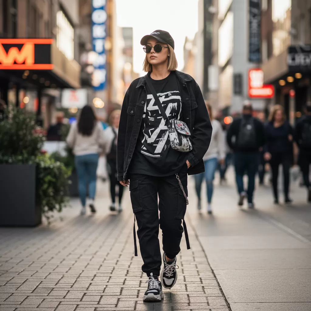 gemini_image_1770605390-1 Tính linh hoạt vượt trội giúp áo thun graphic trắng đen phù hợp với nhiều hoàn cảnh khác nhau