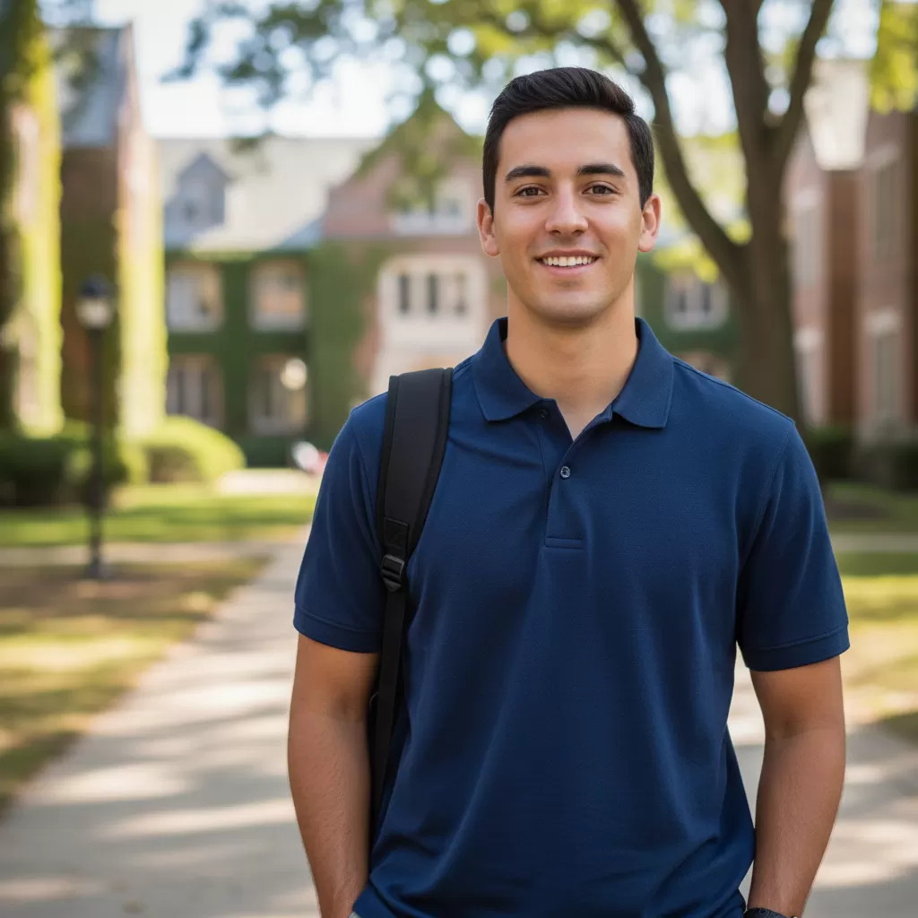 gemini_image_1770606289 Áo thun Polo mang lại vẻ ngoài tri thức và chuyên nghiệp cho sinh viên