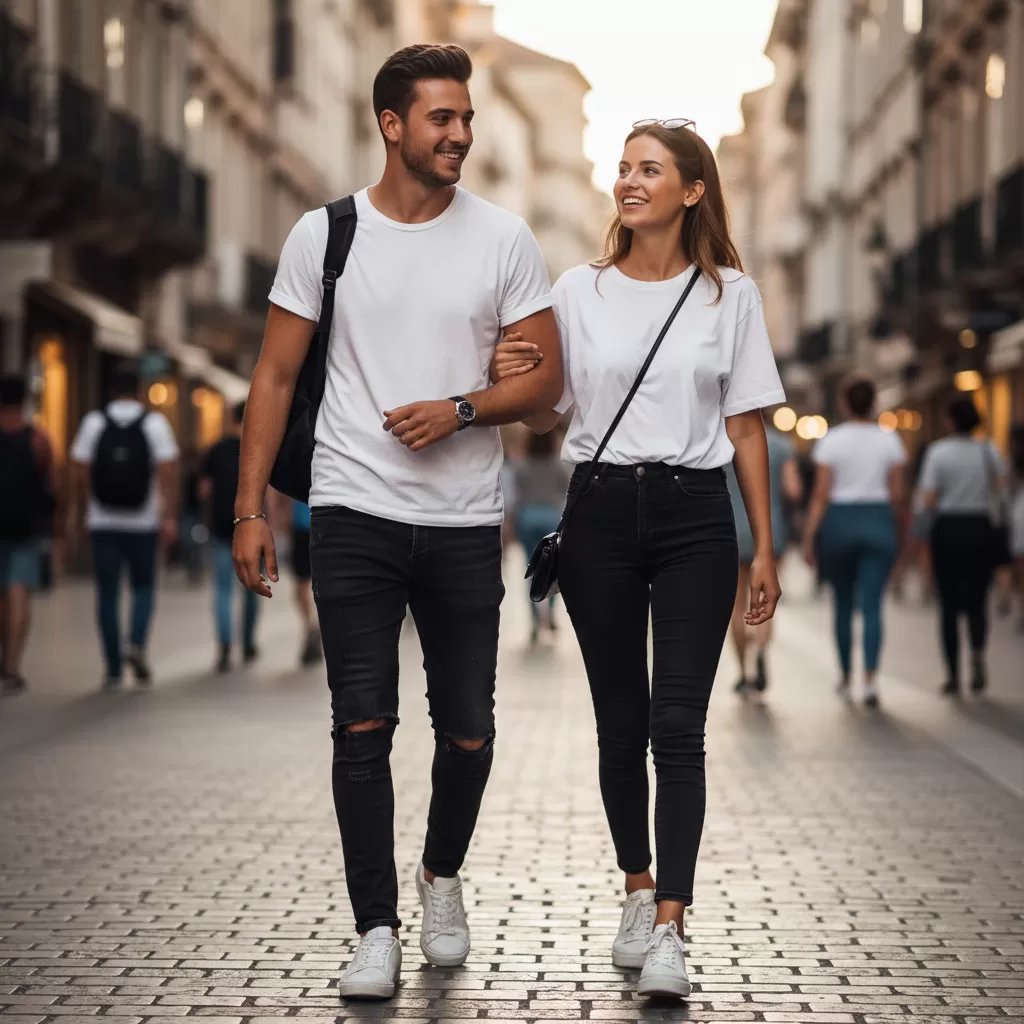 gemini_image_1770608095 Sự kết hợp hoàn hảo giữa quần jean đen và áo thun tạo nên phong cách thời thượng và hiện đại