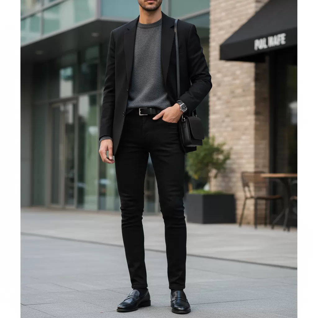 gemini_image_1770609261 Quần jean đen là món đồ thời trang đa năng giúp bạn linh hoạt thay đổi phong cách từ công sở đến dạo phố