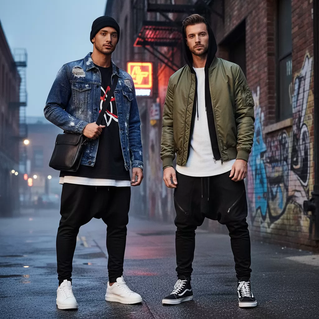 Quần thun drop crotch mang lại diện mạo cá tính và hiện đại cho người mặc