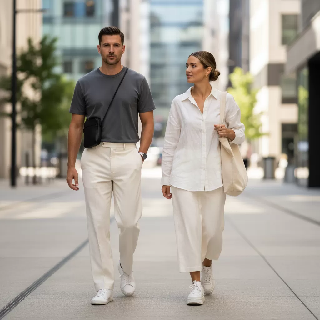 Phối đồ tối giản cùng sneaker unisex mang lại vẻ ngoài thanh lịch và thời thượng