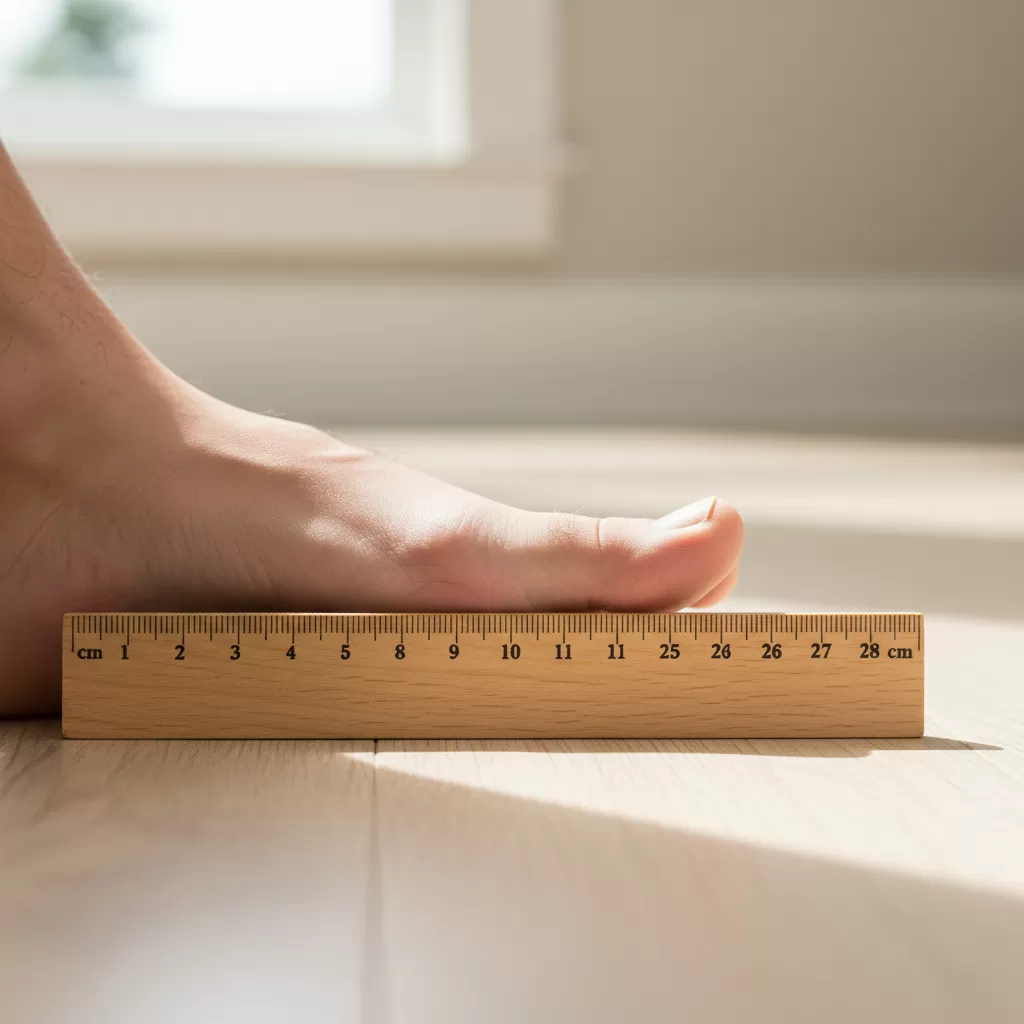 gemini_image_1770614639 Sử dụng thước kẻ đo khoảng cách từ gót đến ngón chân dài nhất