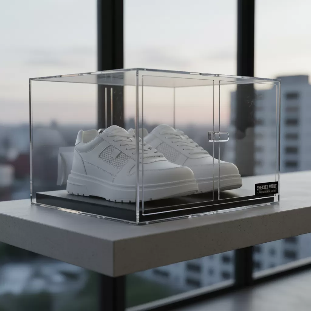gemini_image_1770614954-1 Lưu trữ giày trong hộp kín kèm gói hút ẩm là phương pháp bảo quản tối ưu