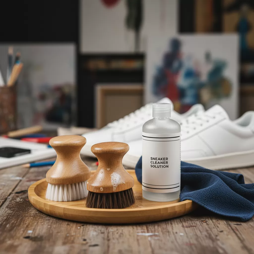 gemini_image_1770615271-1 Sử dụng dụng cụ chuyên dụng là bước đầu tiên trong quy trình vệ sinh giày chuẩn