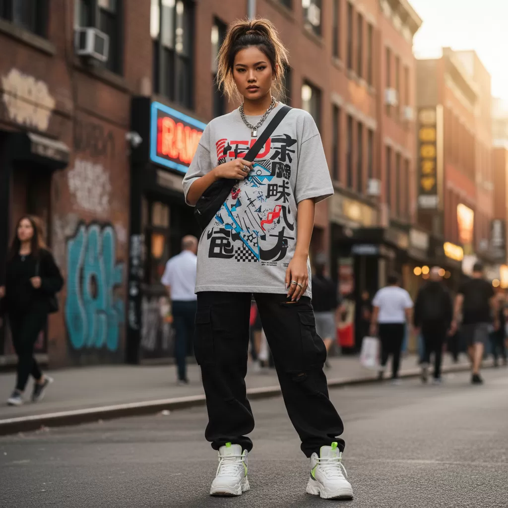 gemini_image_1770620758 Áo thun graphic là biểu tượng của sự sáng tạo và cá tính trong thời trang hiện đại