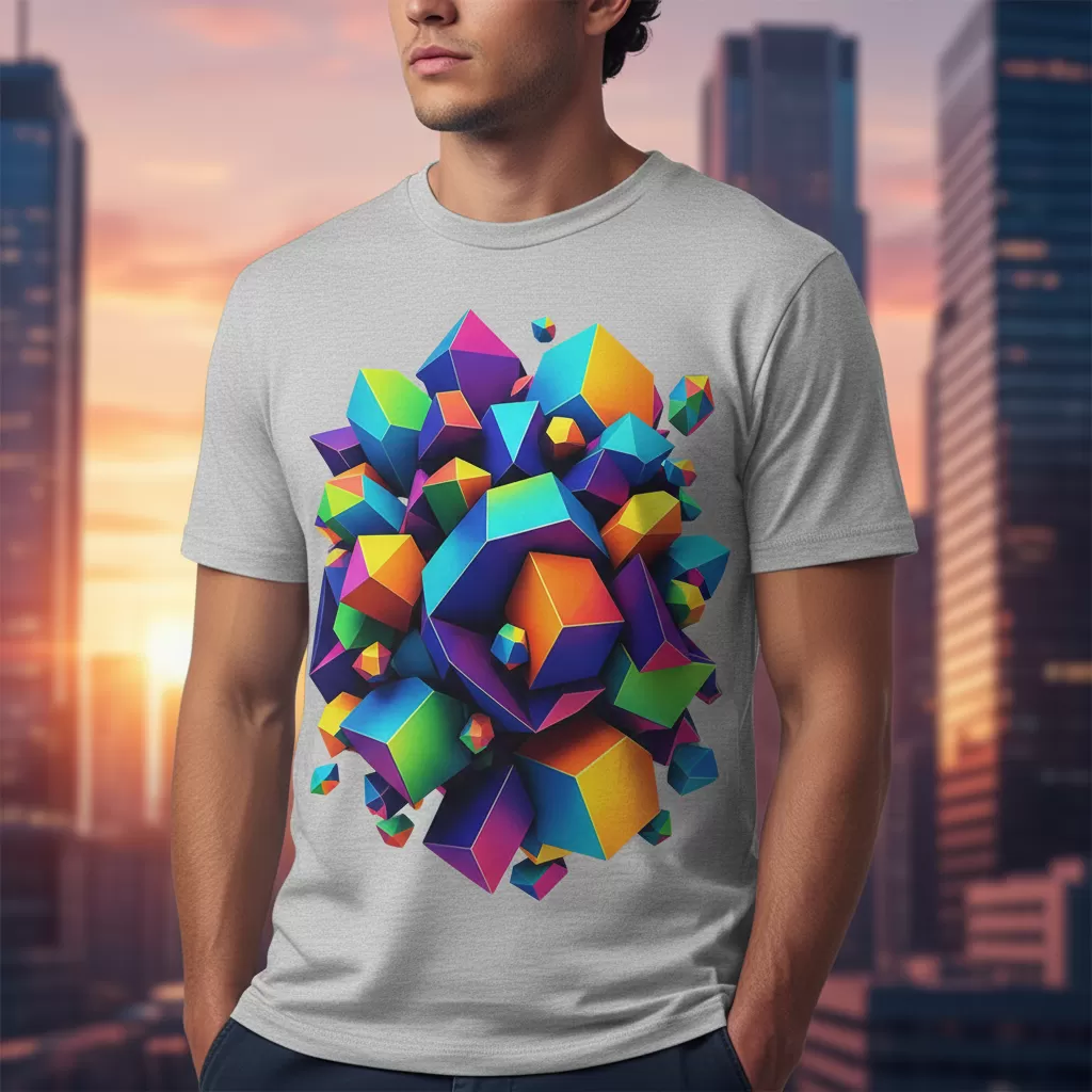gemini_image_1770621291 Họa tiết kỹ thuật số mang đến vẻ đẹp độc đáo và mang tính tương lai cho áo thun 2026