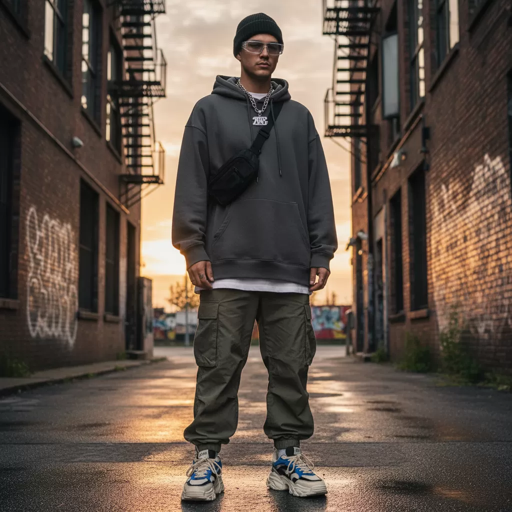 gemini_image_1770621666 Sự kết hợp hoàn hảo giữa sneaker và trang phục oversized đầy phóng khoáng