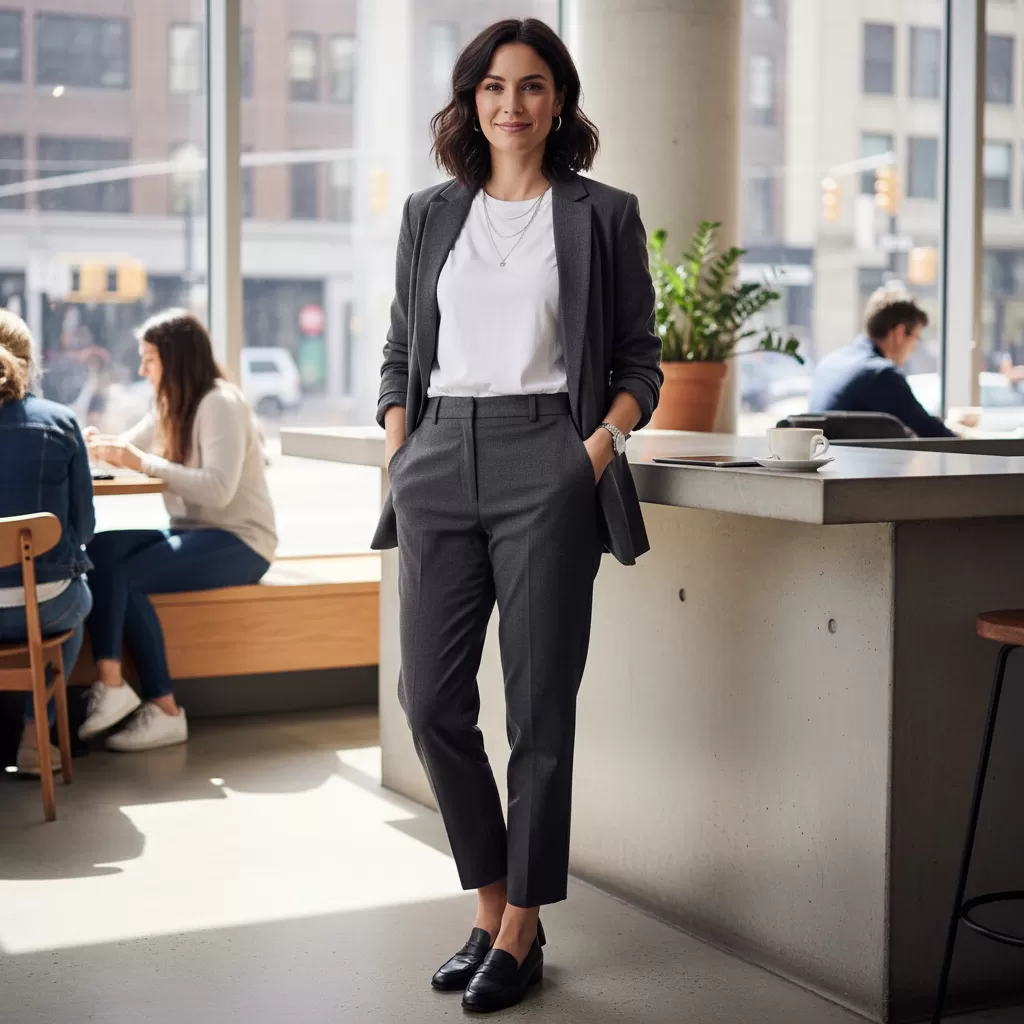 gemini_image_1770622853 Phối áo thun cùng blazer tạo nên vẻ ngoài chuyên nghiệp và hiện đại