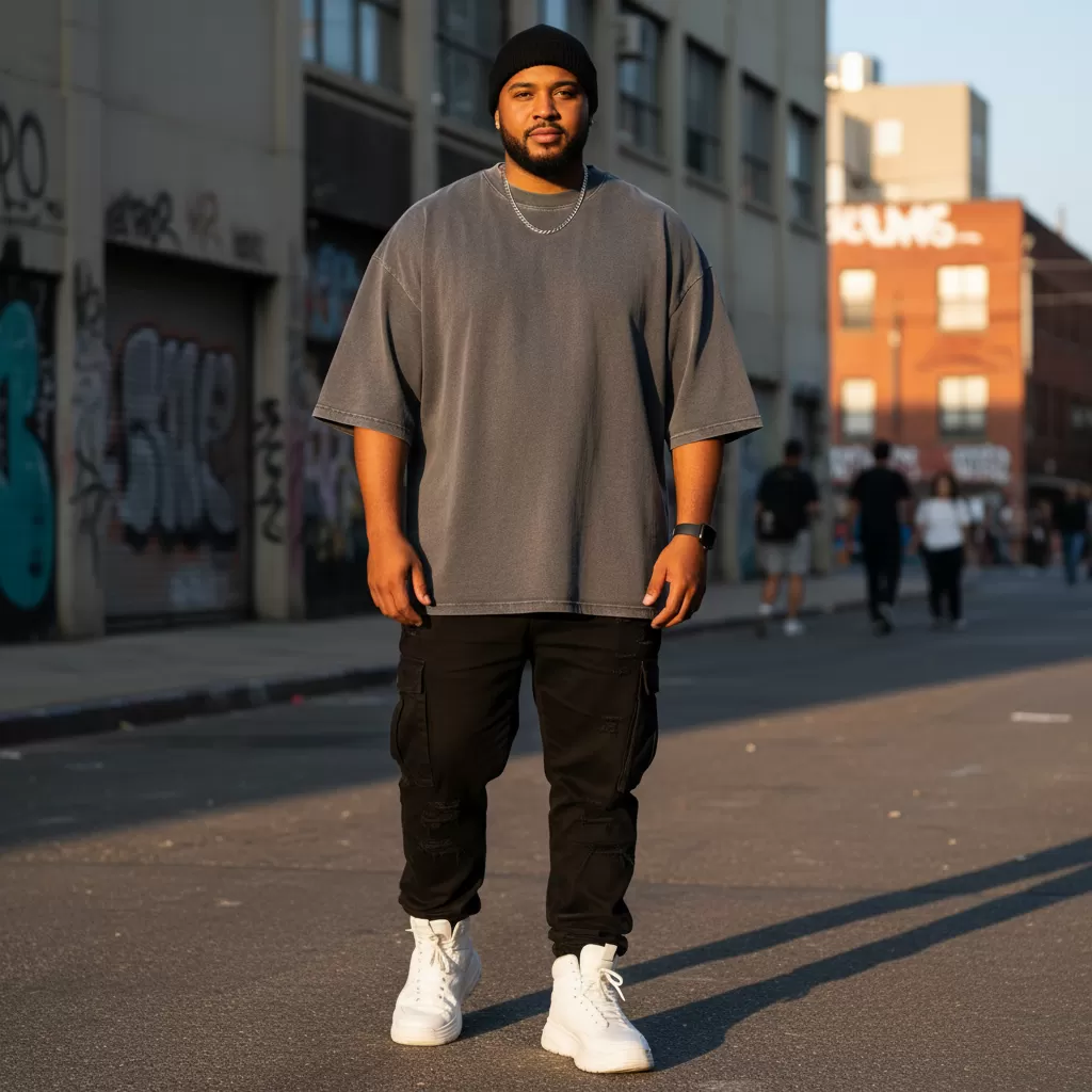 gemini_image_1770623460 Chất liệu vải dày dặn giúp giữ phom dáng tốt hơn cho người có thân hình mũm mĩm